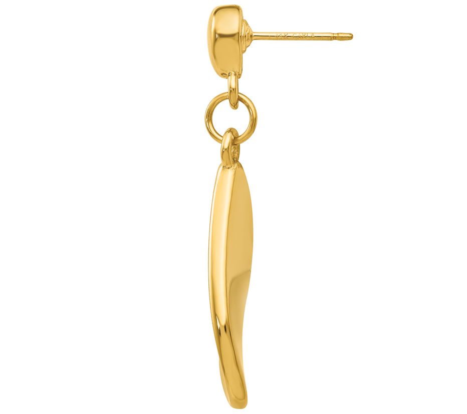 14K Gold Wavy Disc Dangle Earrings