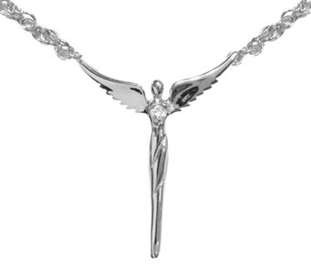 Sterling Silver Angel Of Hope With St & Ss Ch 
