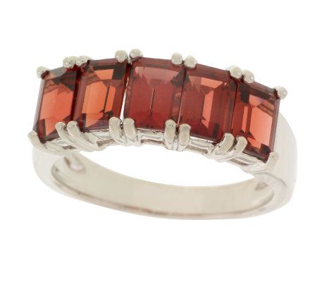 Sterling 3.05 ct tw Garnet Emerald Cut Band Ring - QVC.com