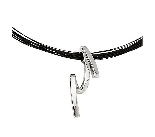 Steel by Design 18" Freeform Pendant w/Black Wire Necklace