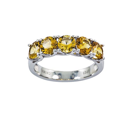 Sterling 2.20 cttw Citrine 5-Stone Ring