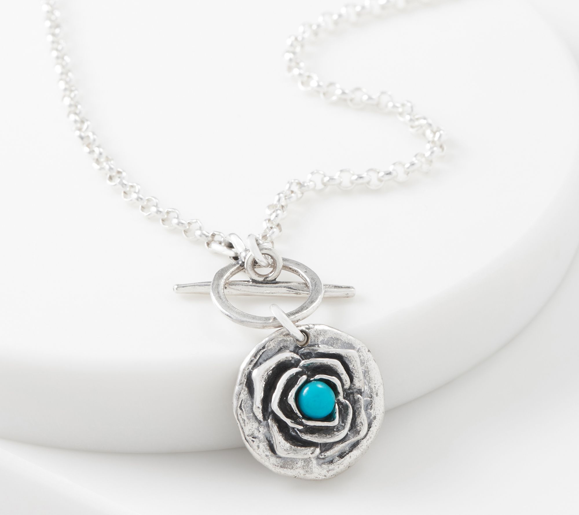 Or Paz Sterling Silver Gemstone Flower Toggle Necklace - QVC.com
