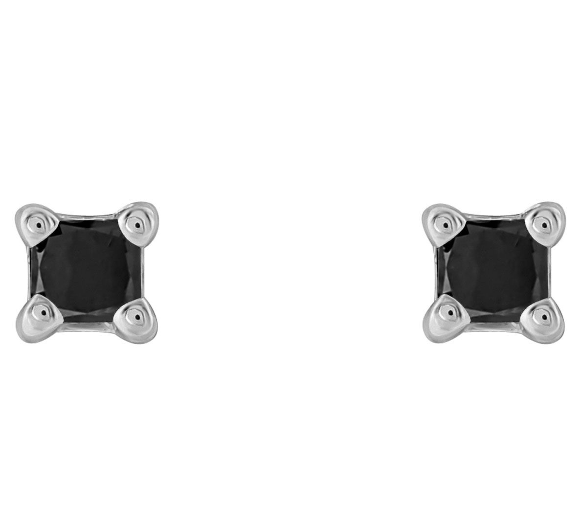 Affinity 14K 1/10 cttw Princess Black Diamond Stud Earrings