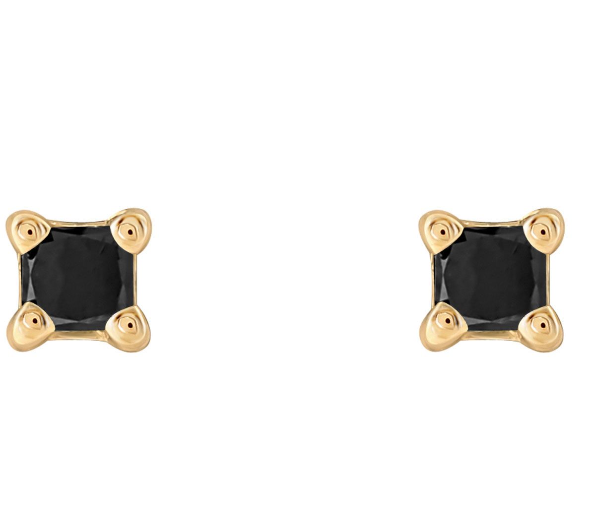 Affinity 14K 1/10 cttw Princess Black Diamond Stud Earrings