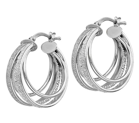 Italian Silver Multi-Hoop Glimmer Hoop Earrings