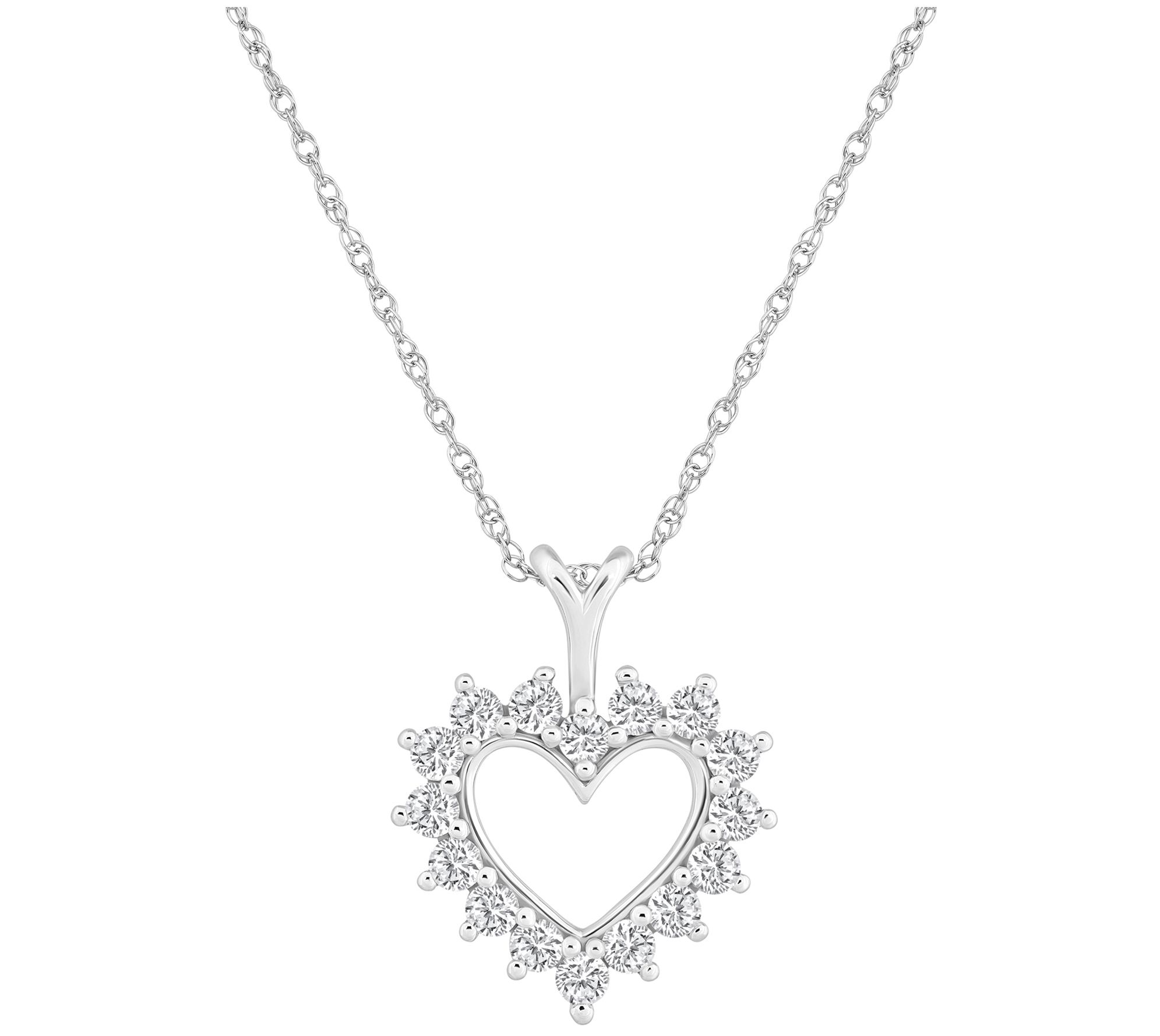 Affinity 0.75 cttw Diamond Halo Heart Pendant w/ Chain, 14K