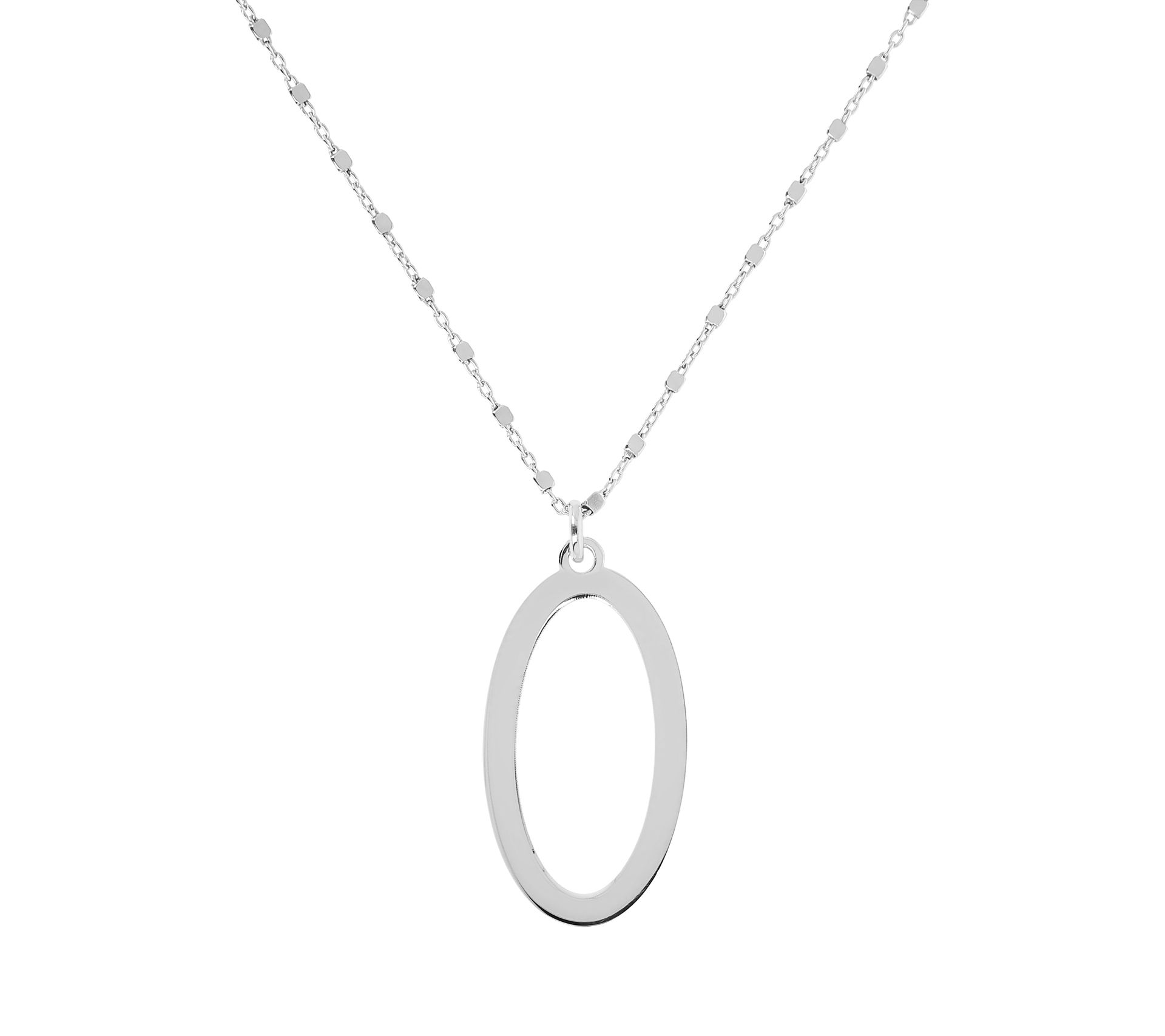 Italian Silver Polished Initial Pendant w/ Chai n, Sterling