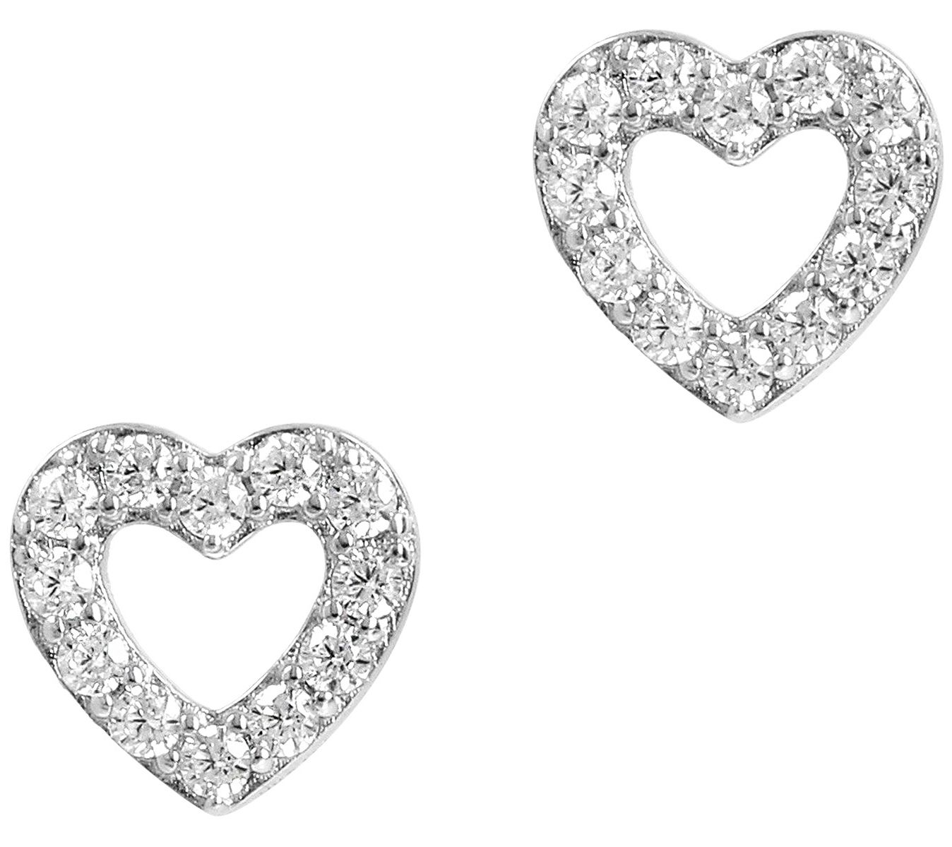 Diamonique 0.20 cttw Open Heart Stud Earr ings, Sterling