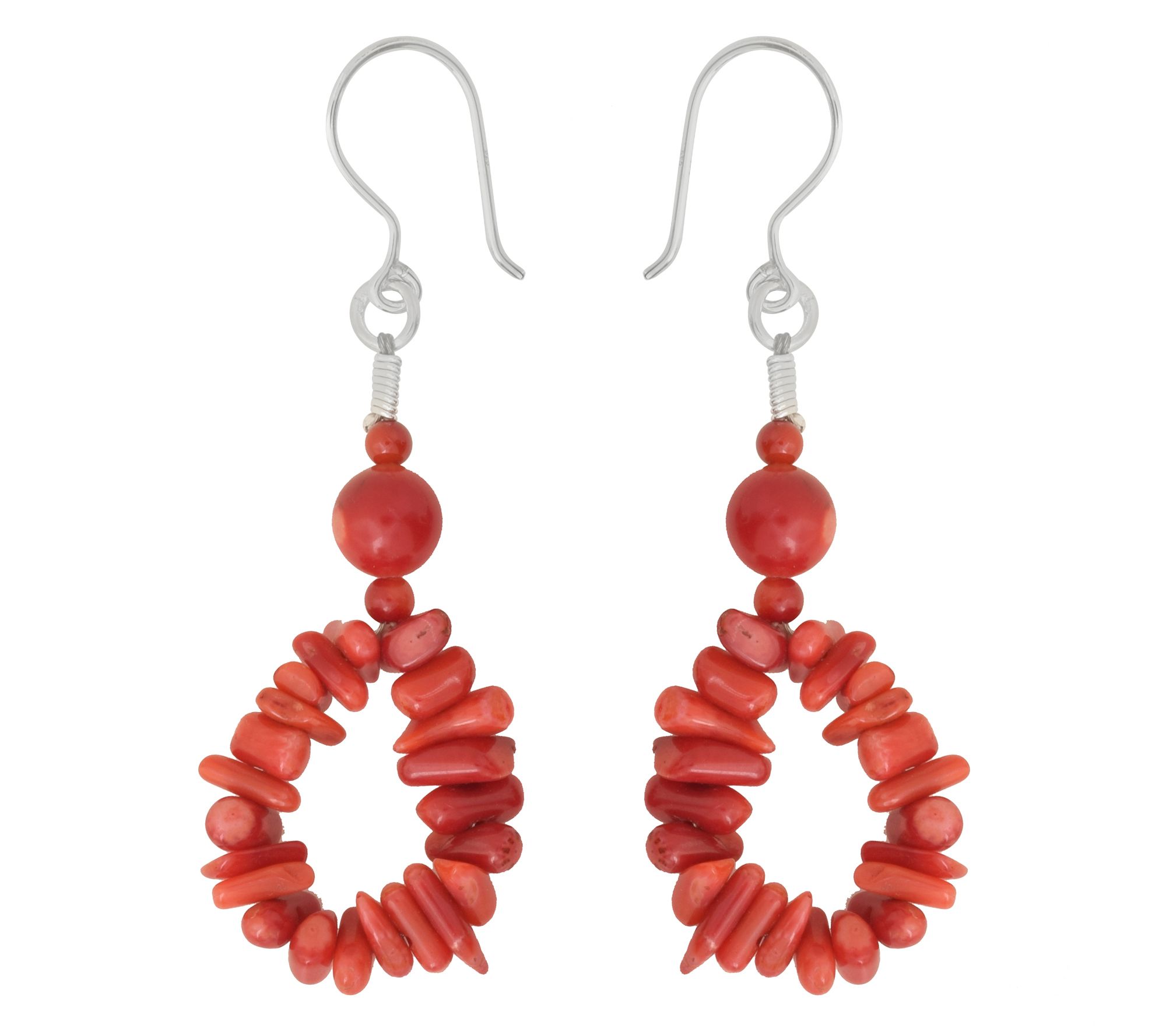 Red coral deals bead earrings