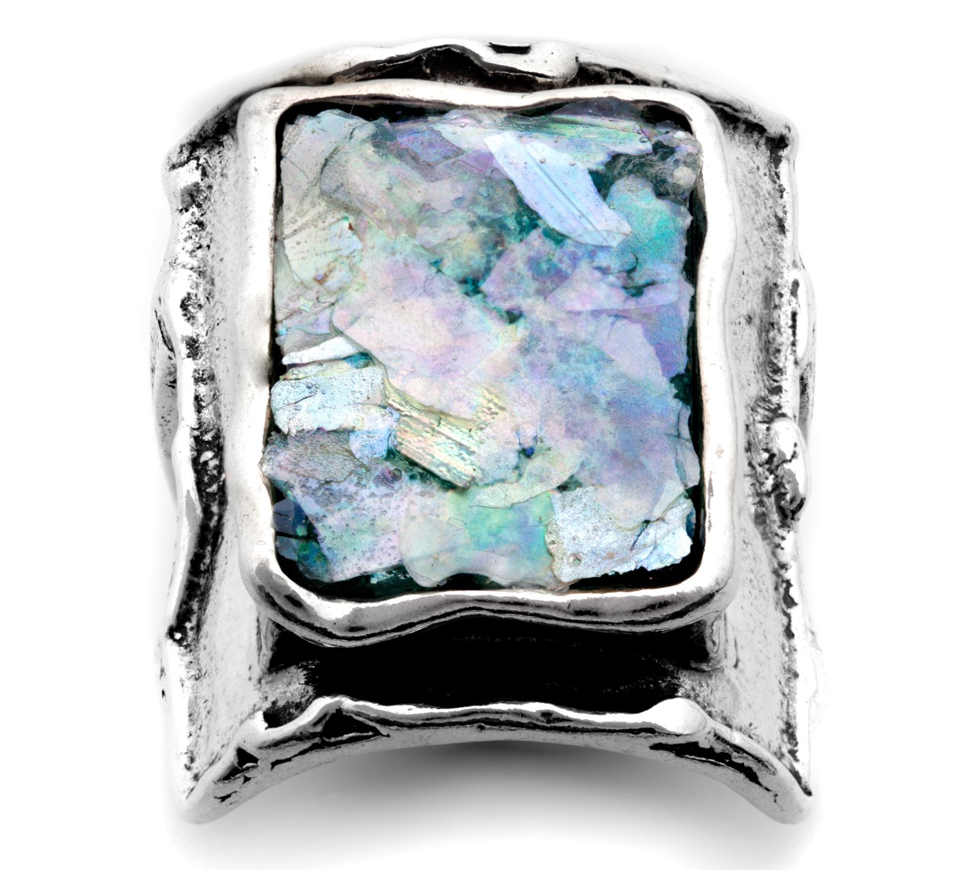 Or Paz Sterling Silver Roman Glass Ring - QVC.com
