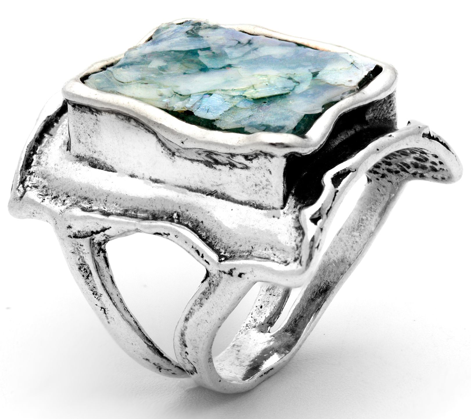 Or Paz Sterling Silver Roman Glass Ring - QVC.com