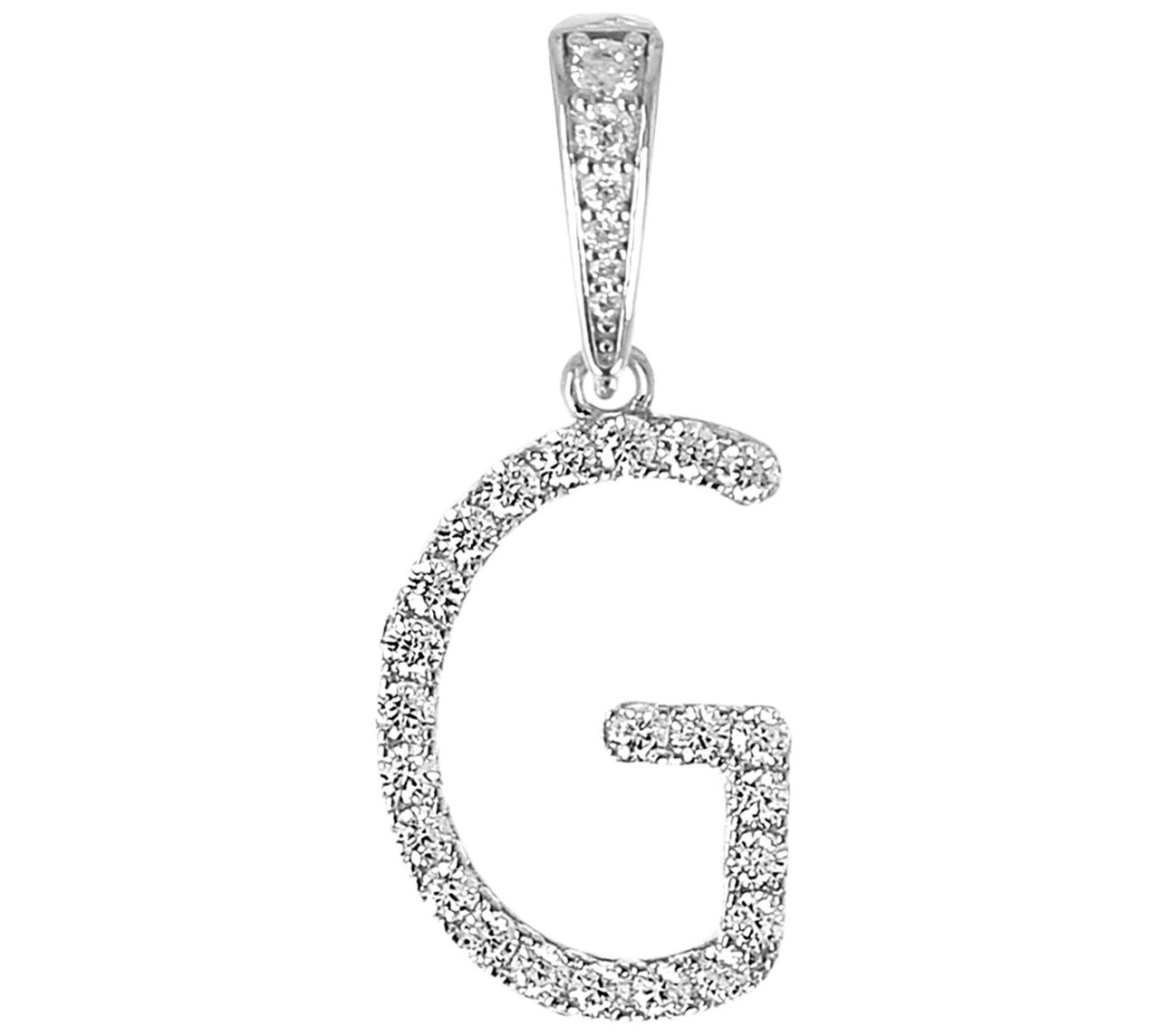 Diamonique Bold Initial Enhancer Pendant, S tering Silver