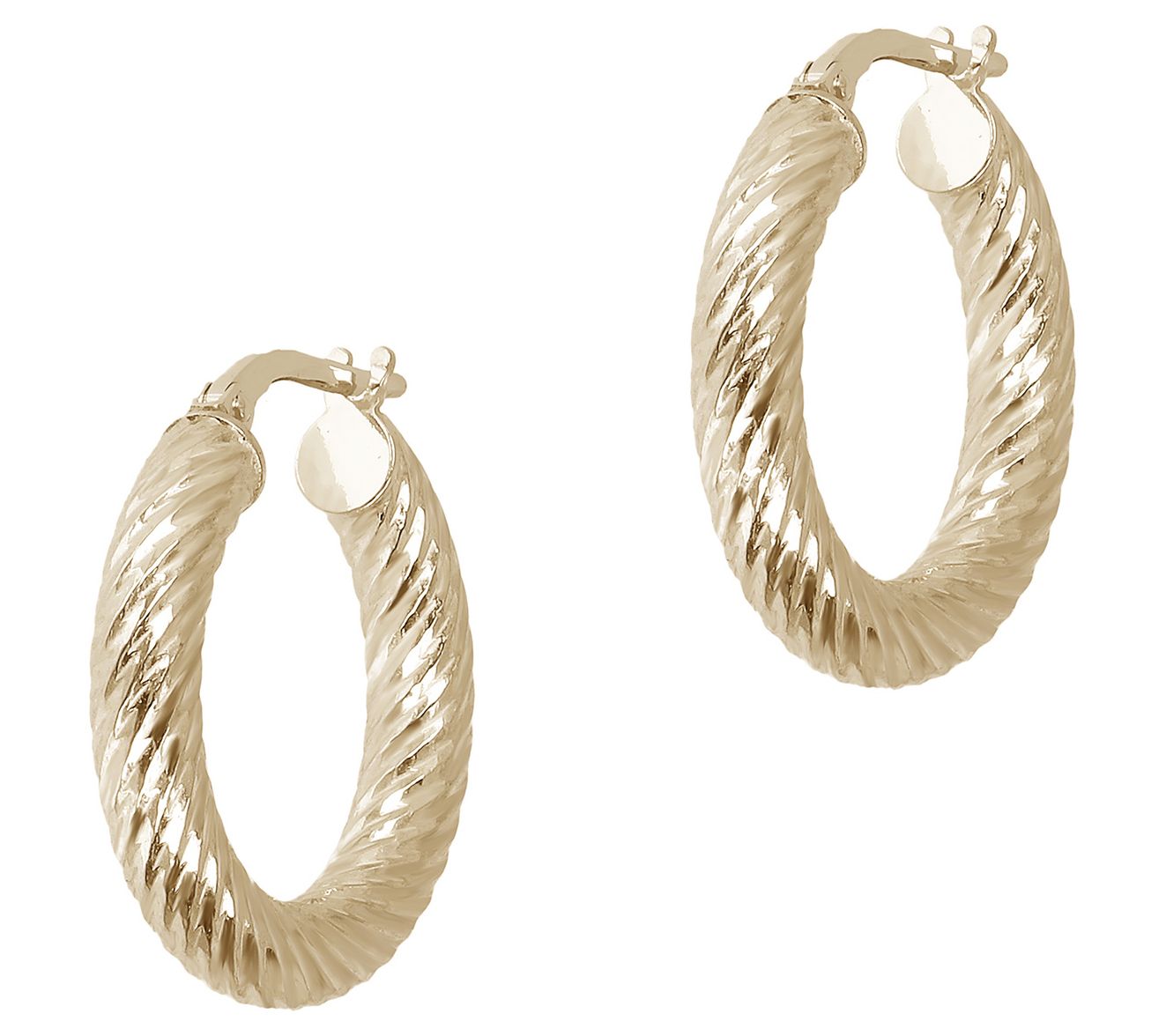 Italian Silver 3/4" Round Twisted Hoop Earrings