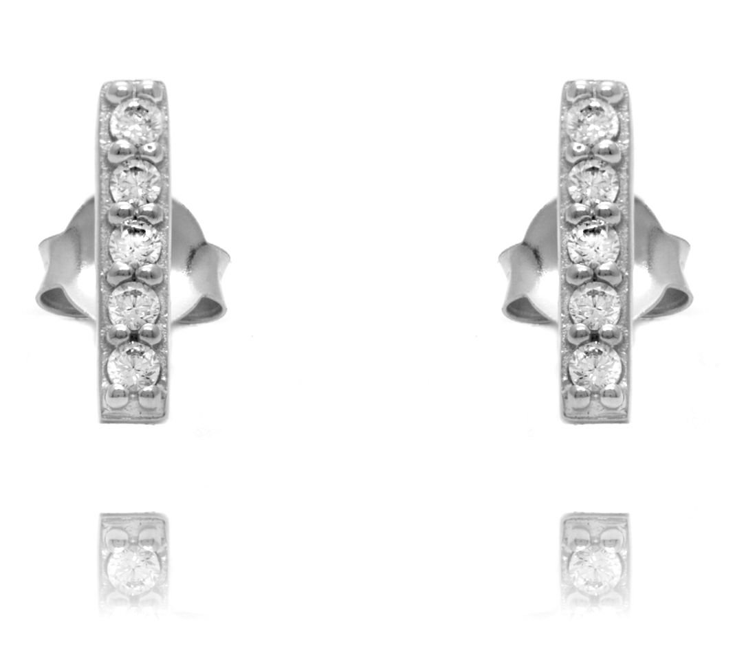 Diamonique 0.30 cttw Bar Stud Earrings, Sterling Silver