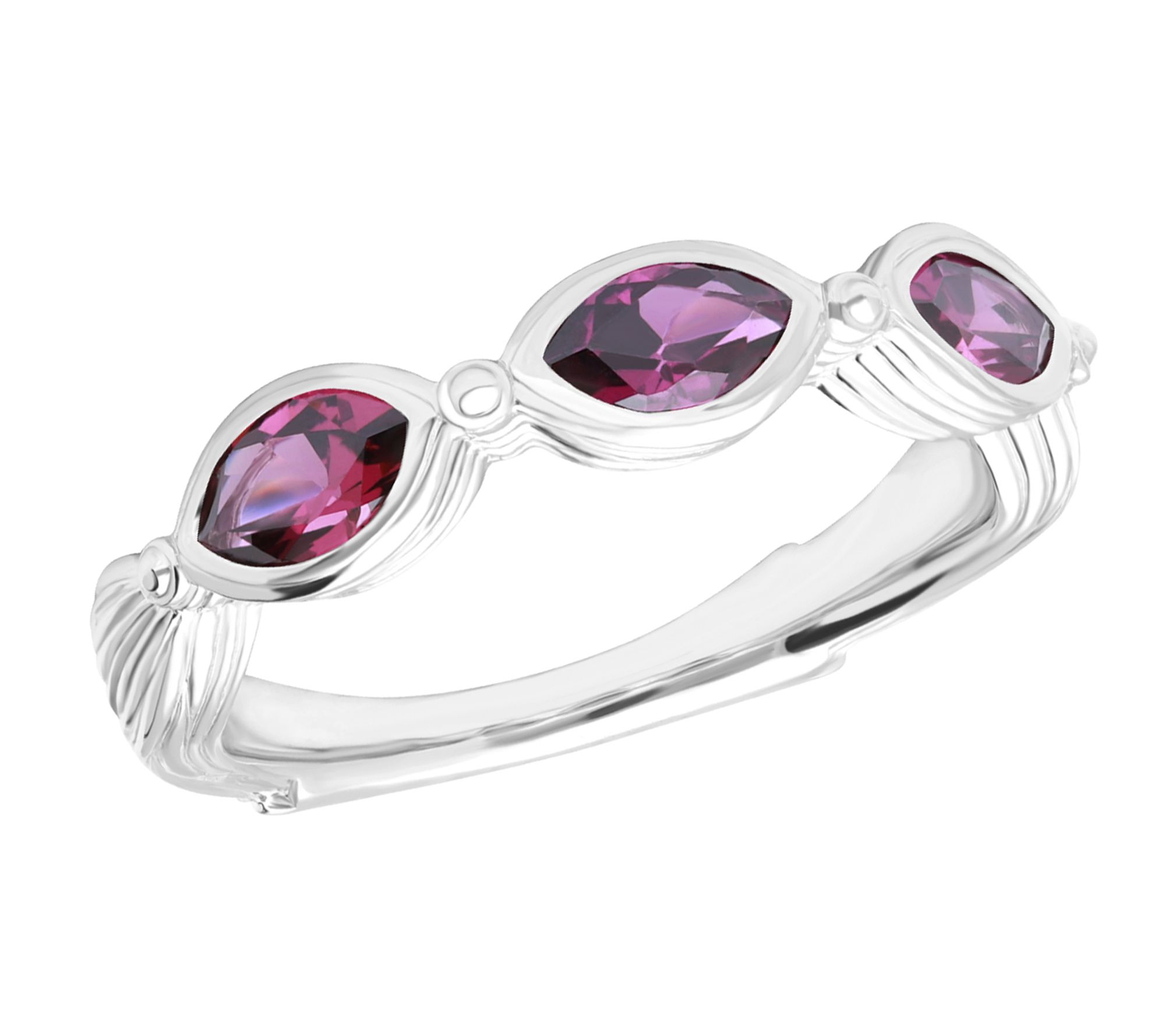 Ariva Sterling Silver Three-Stone Rhodolite Ring
