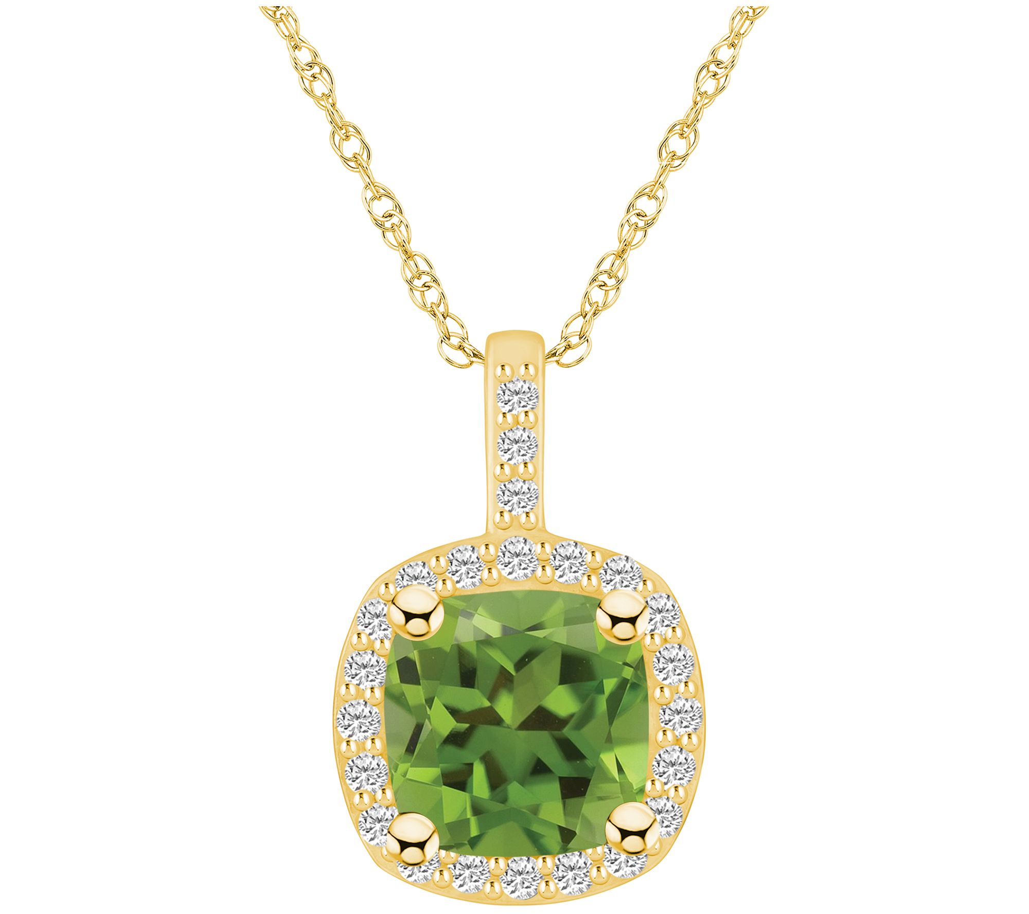 Affinity Gems Cushion Gemstone & Diamond Pendant w/ Chain, 14K