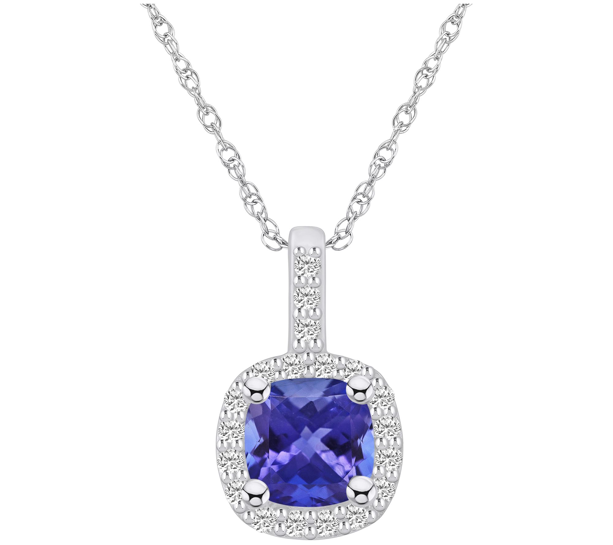 Affinity Gems Tanzanite & Diamond Pendant w/ Chain, 14K Gold