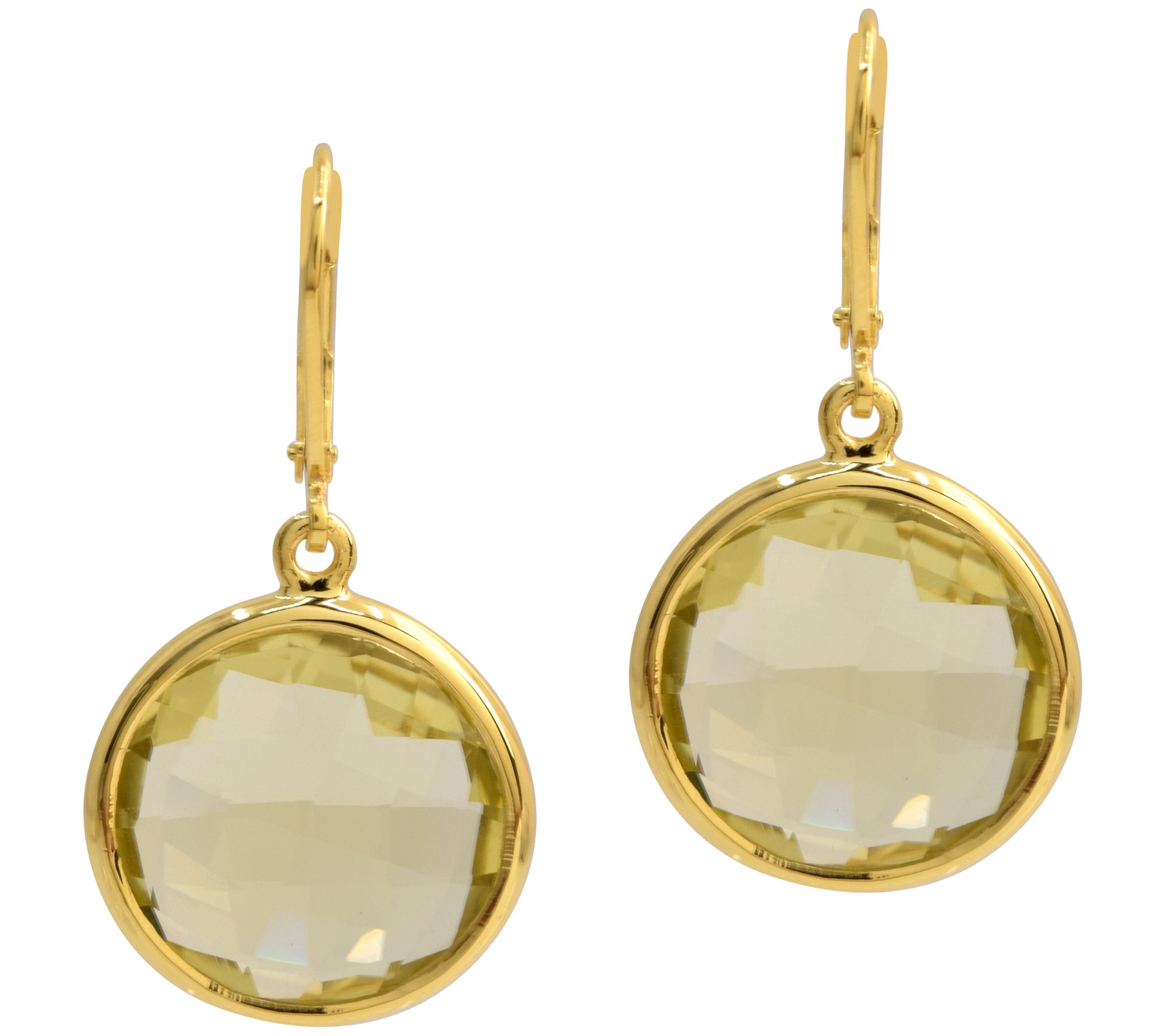 Affinity Gems Lemon Quartz Dangle Earrings , 14K Gold Plated