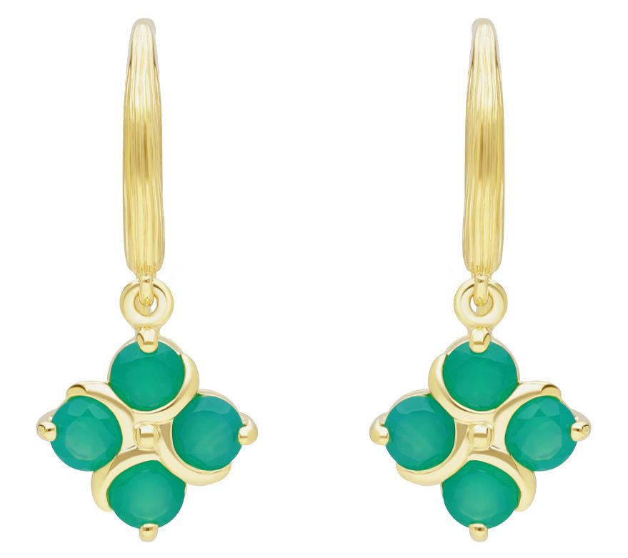 Ariva Sterling Silver Green Chalcedony Quartet Dangle Earrings