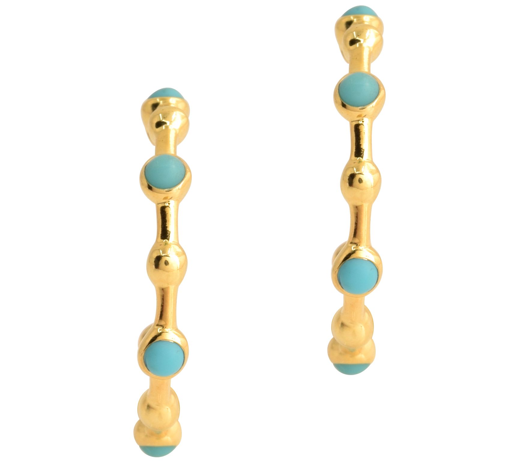 Affinity Gems Turquoise Hoop Earrings, 14K Gold Plated