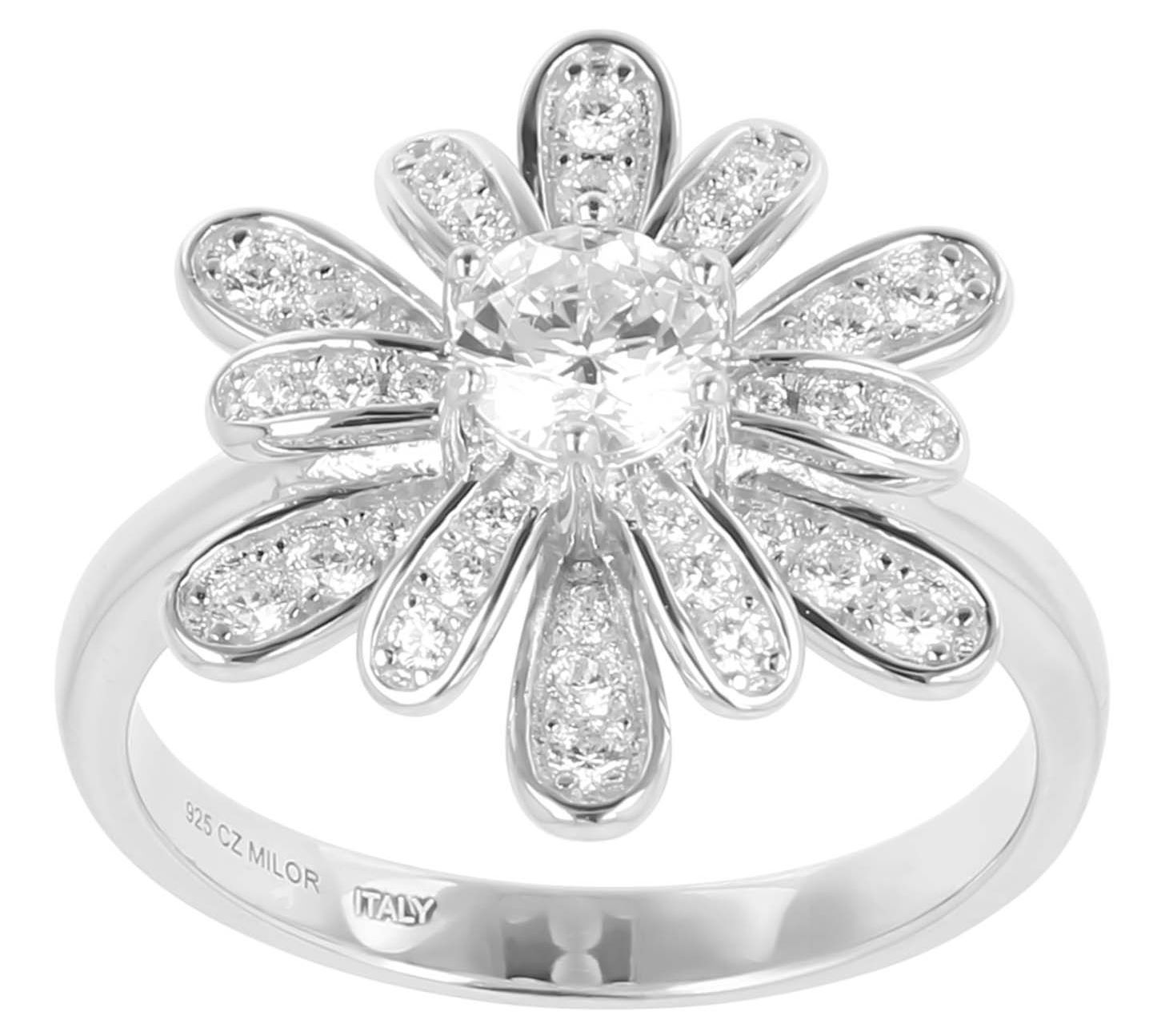 Diamonique 0.65 cttw Flower Ring, Sterling Silver - QVC.com