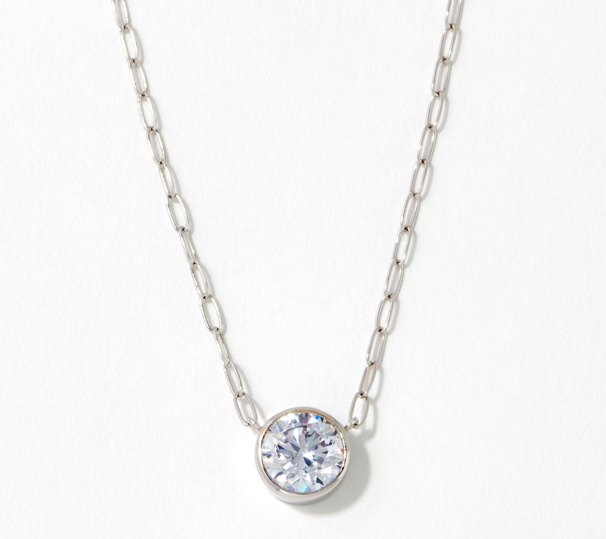 "As Is" Diamonique 3 Ct tw Bezel Set Solitaire Necklace, Sterl