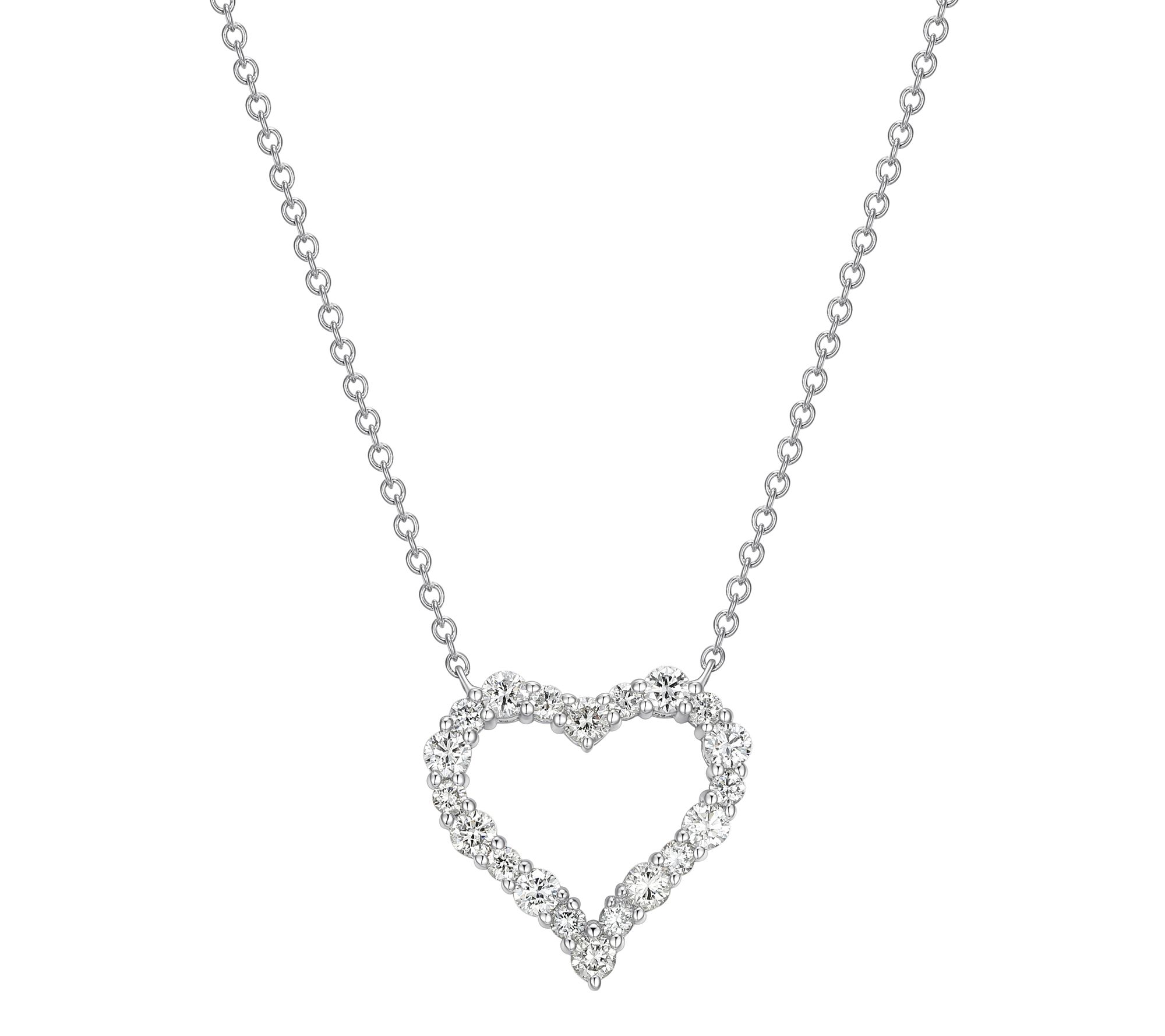 LuxLab Lab Diam onds Lab Grown Heart Necklace, Sterling Silve - QVC.com