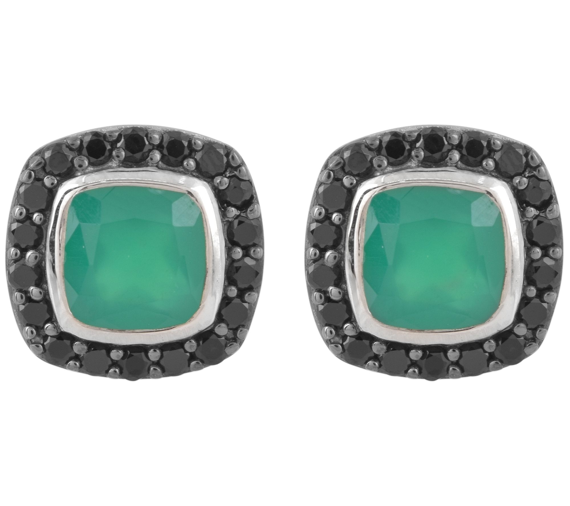 Affinity Gems Chalcedony & Spinel Halo Earrings, Sterling