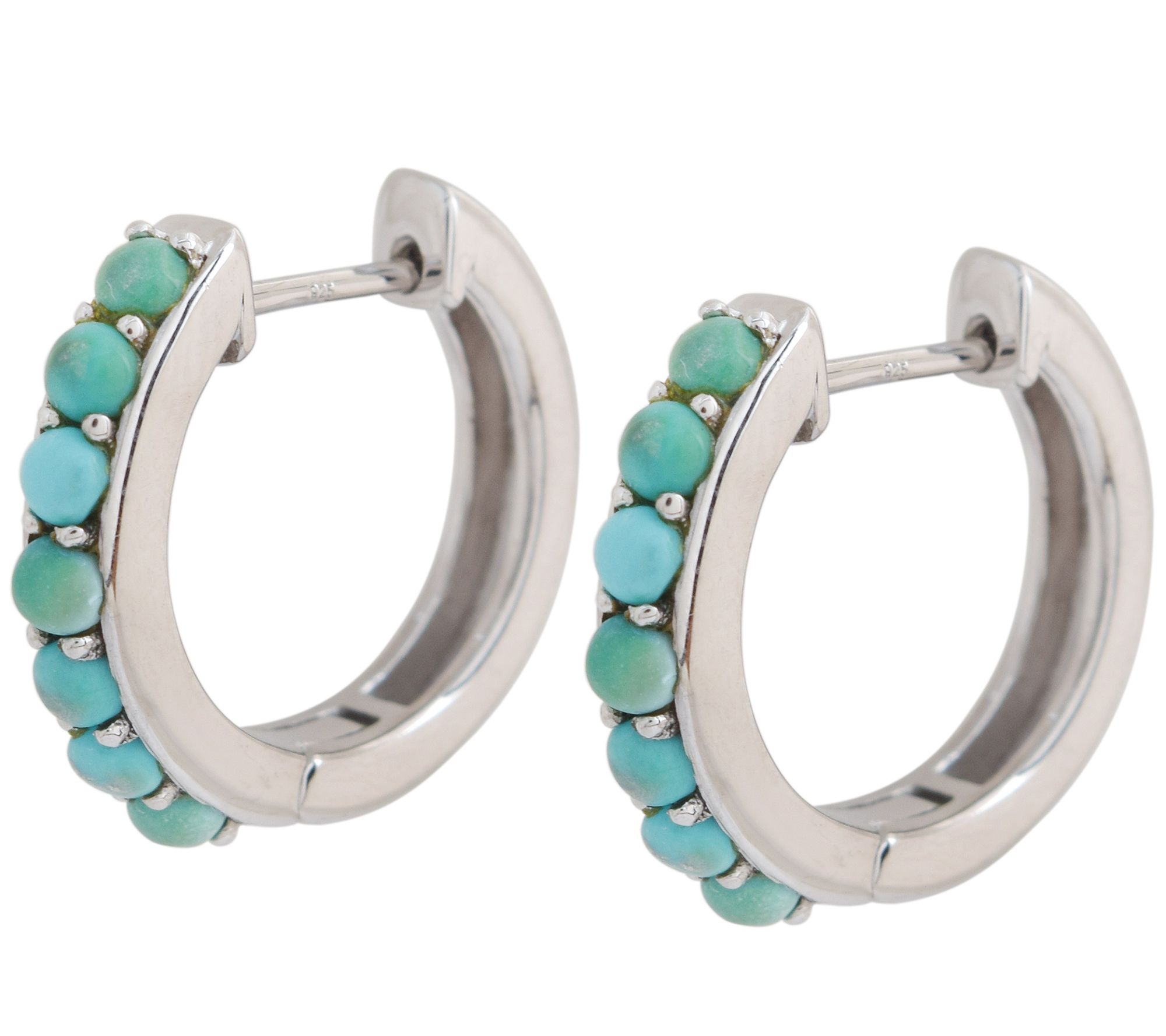 Affinity Gems Turquoise Huggie Hoop Earrings, S terling