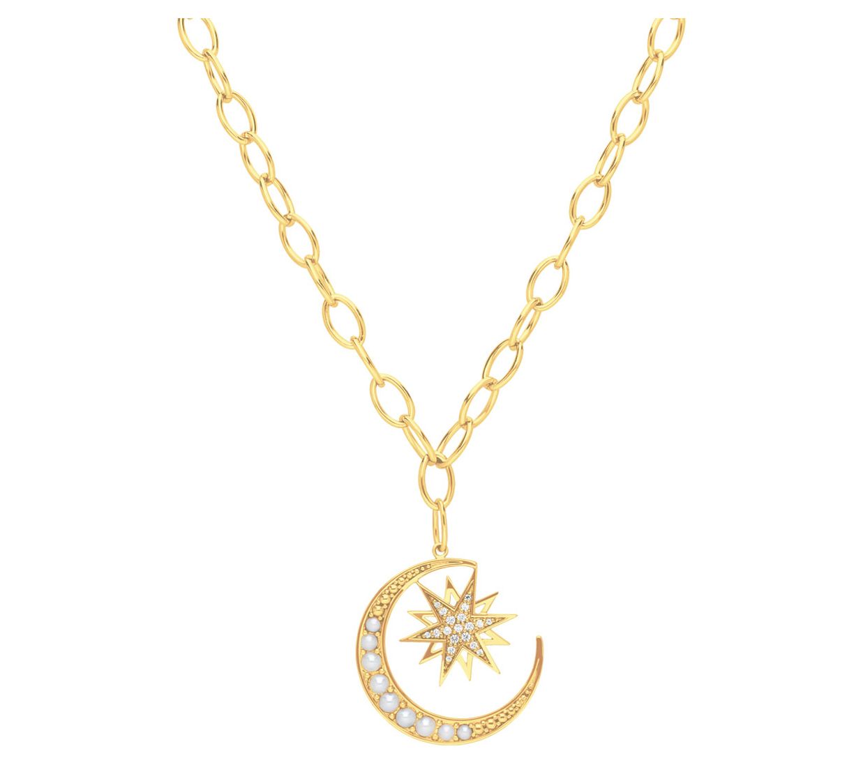 Ariva 18K Clad Diamonique & Cultured Pearl Celestial Necklace