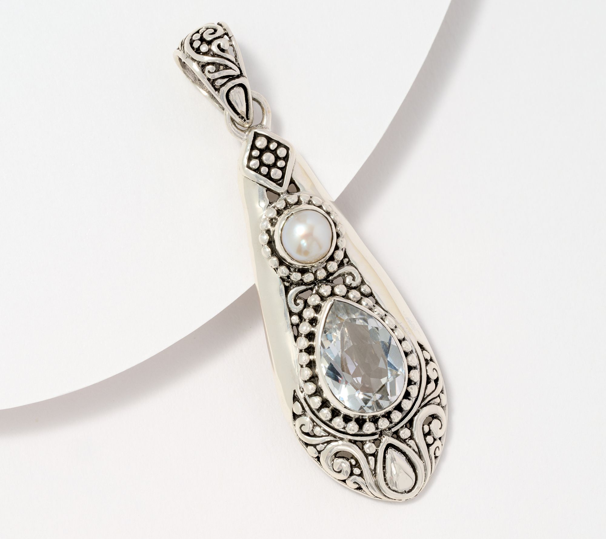 Artisan Crafted by Robert Manse Gem & Cultured Pearl Pear Pendant, SS