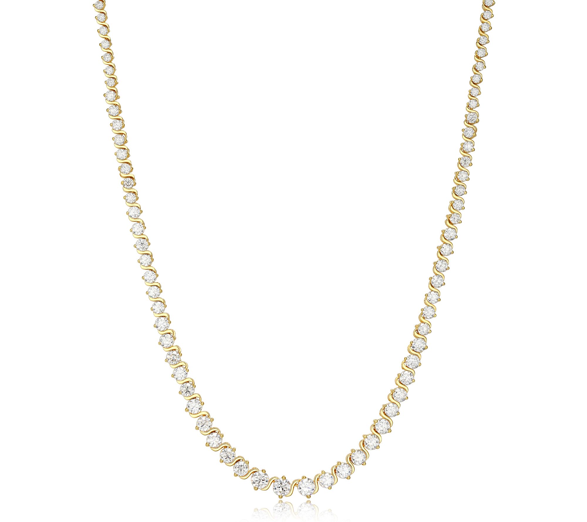 18K Gold Plated 14.80 cttw Moissanite Tennis Necklace - QVC.com