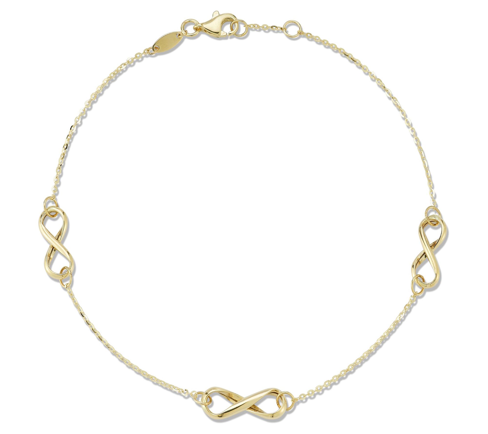 Luminosa Gold Triple Infinity Sign Ankle Bracelet, 14K