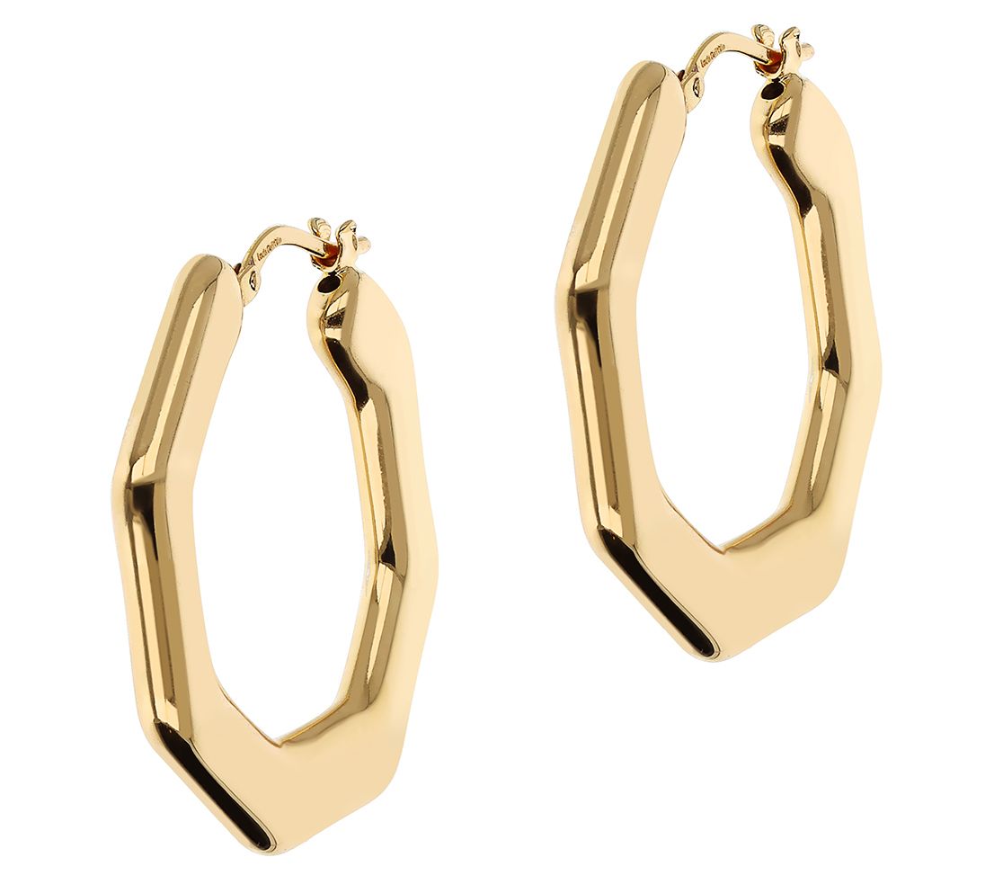 Louis Dell'Olio Bronze 1-1/4" Polished HexagonHoop Earrings