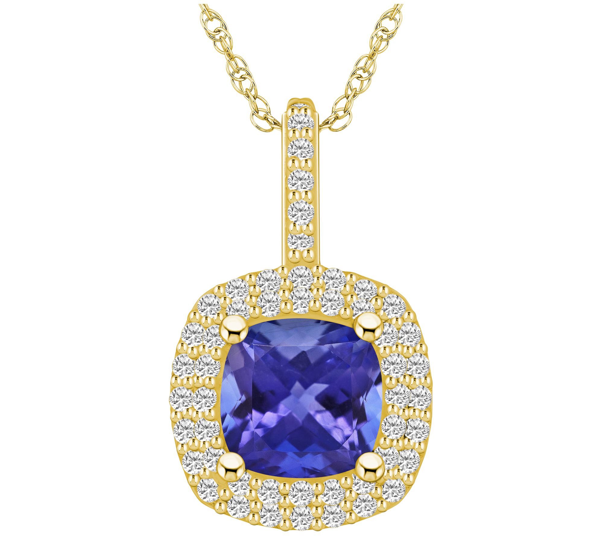 Affinity Gems Tanzanite & Diamond Double Halo Necklace, 14K