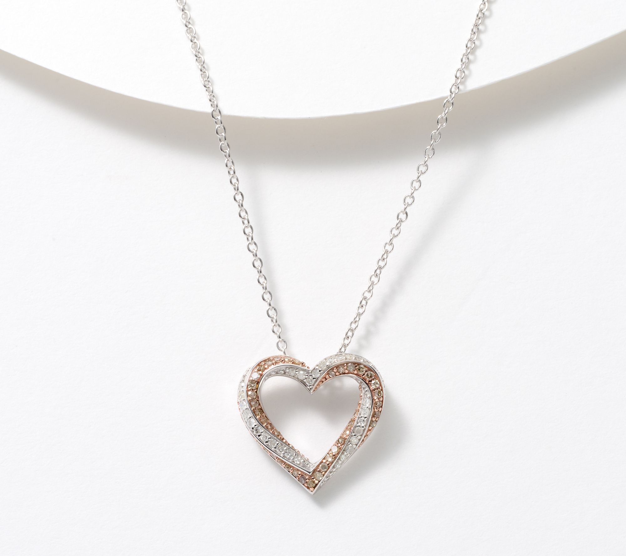 Affinity Diamonds 0.33 cttw Champagne Heart Necklace, Sterl