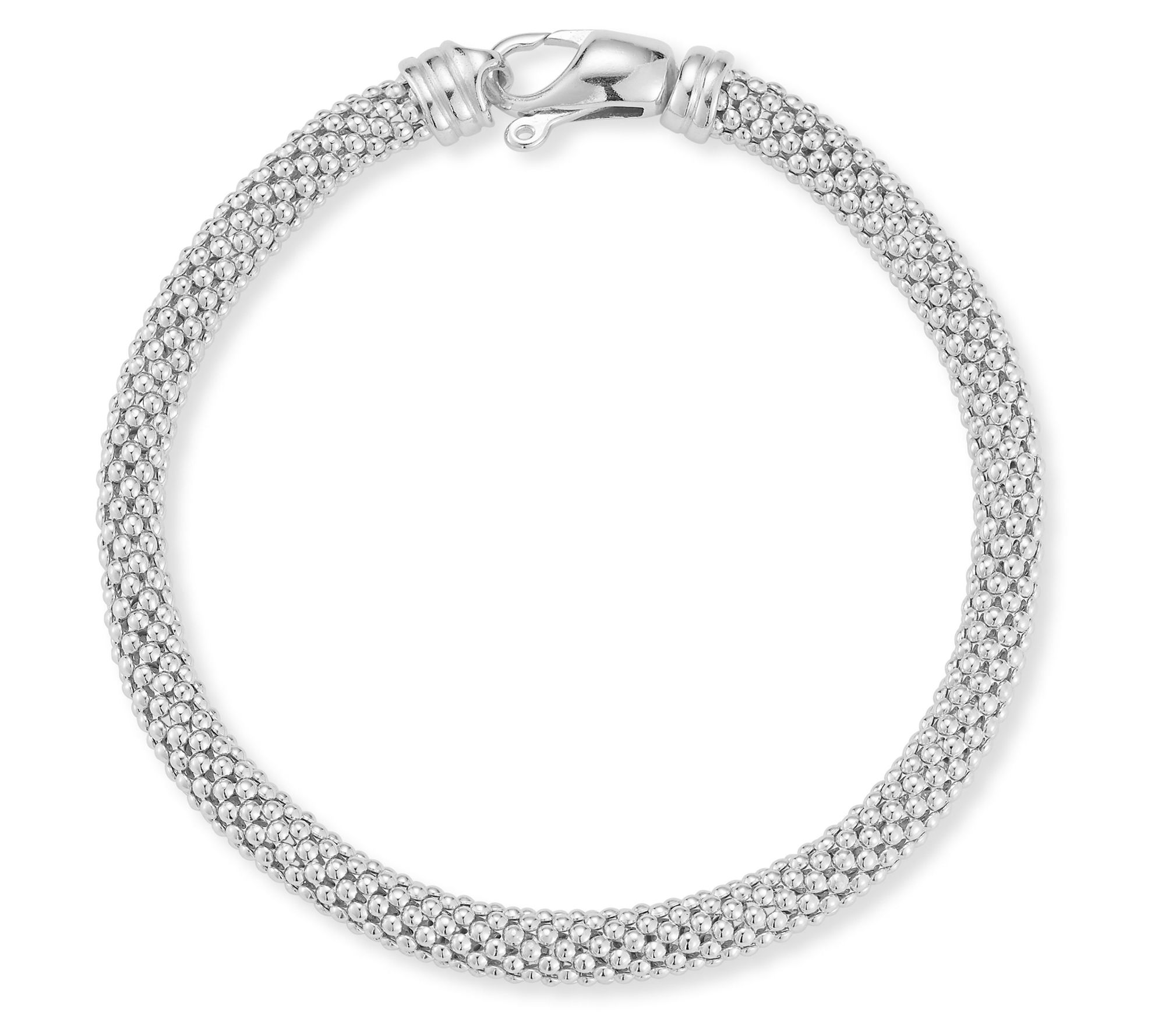 Italian Silver Polished Popcorn Chain Bracelet,Sterling