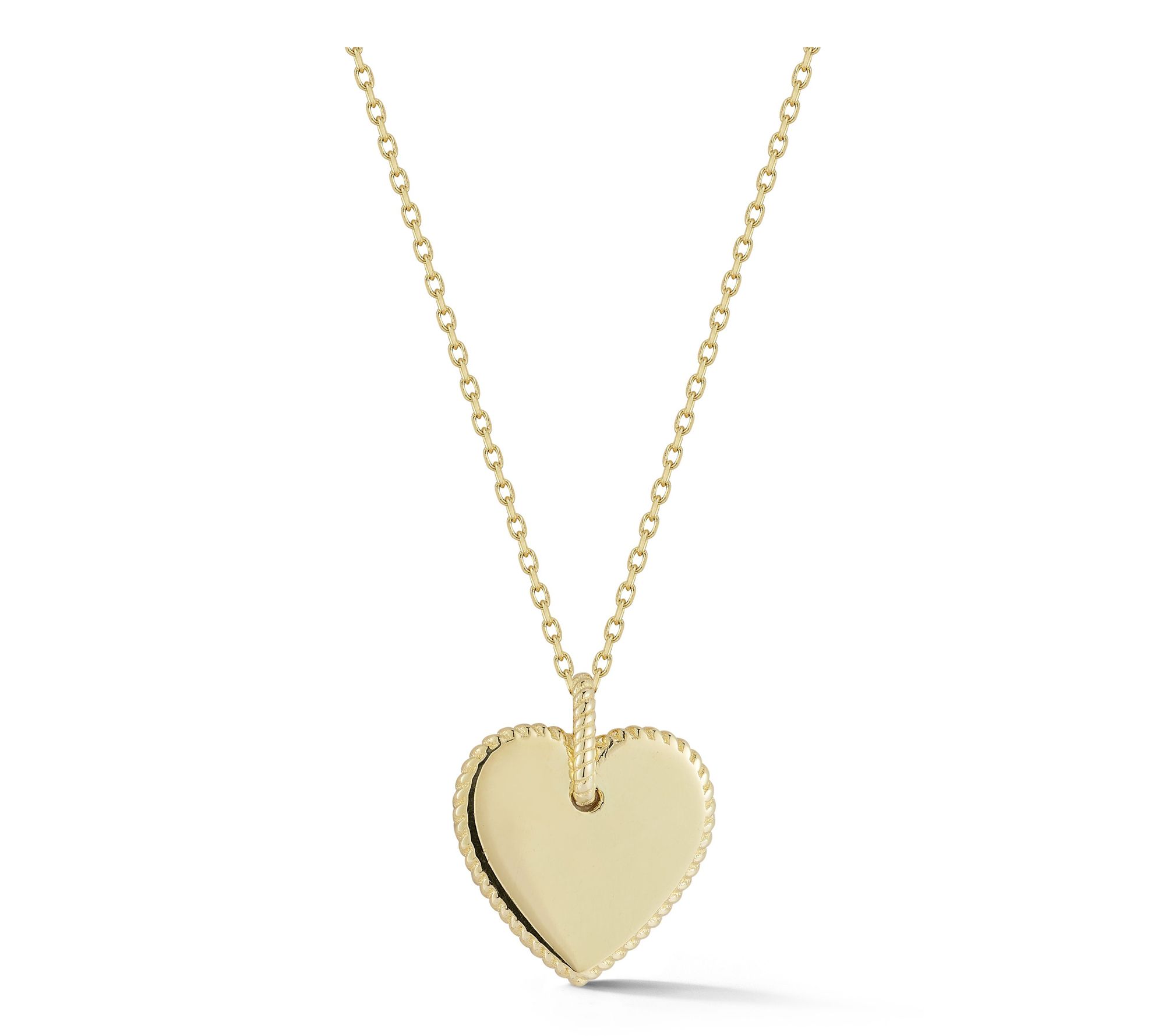 Luminosa Gold Heart Tag Pendant w/ Chain, 14K