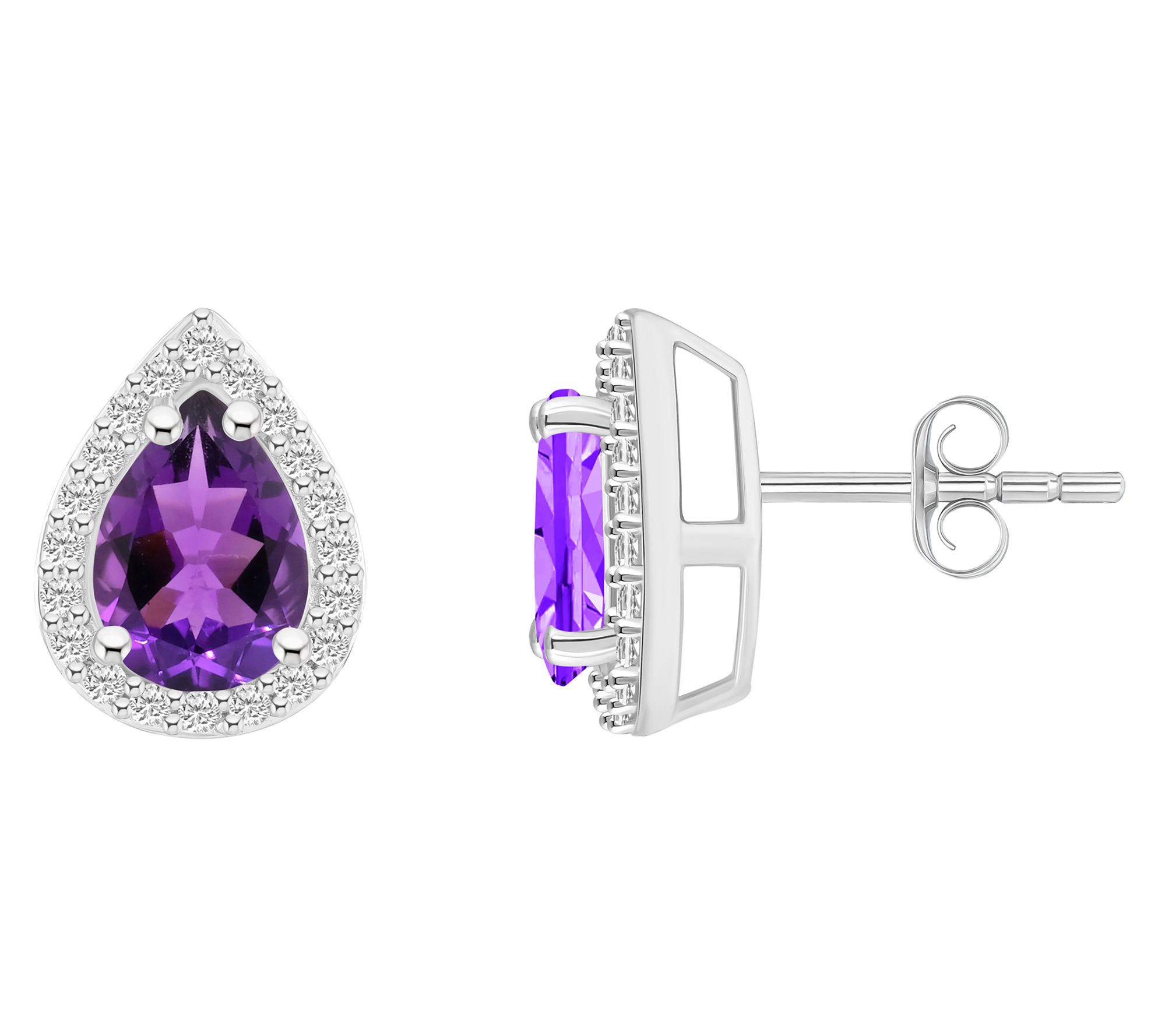 Affinity Gems Pear Cut Gemstone Halo Stud Earrings, 10K Gold