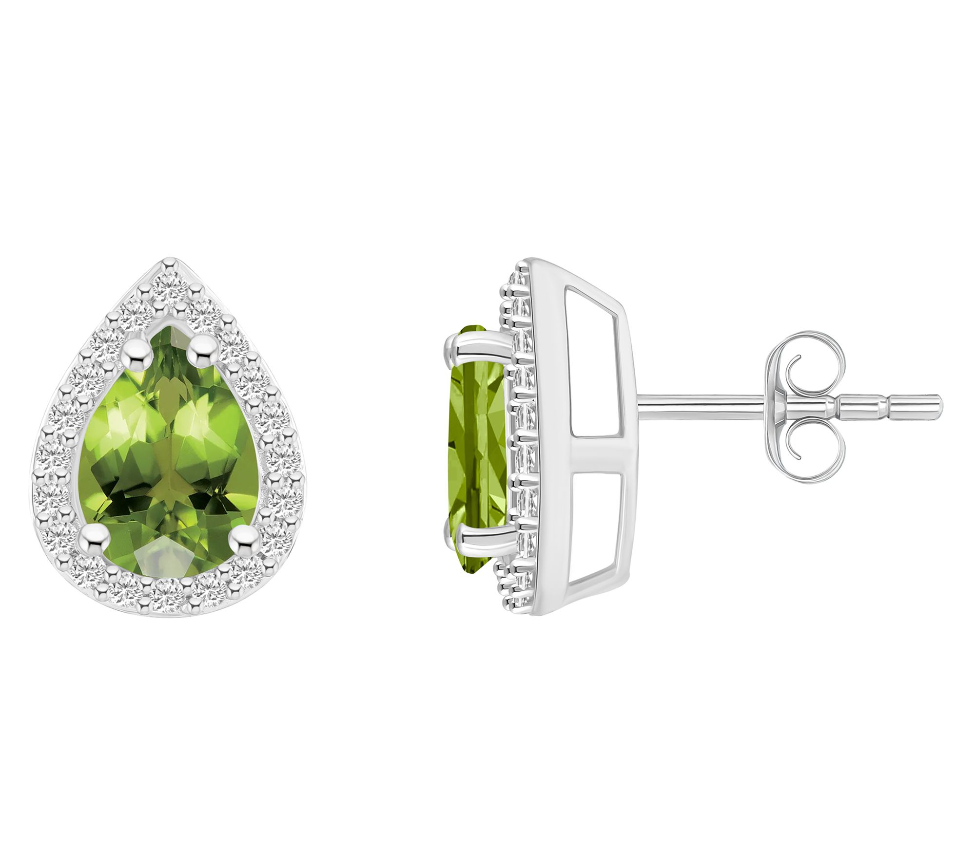 Affinity Gems Pear Cut Gemstone Halo Stud Earrings, 10K Gold