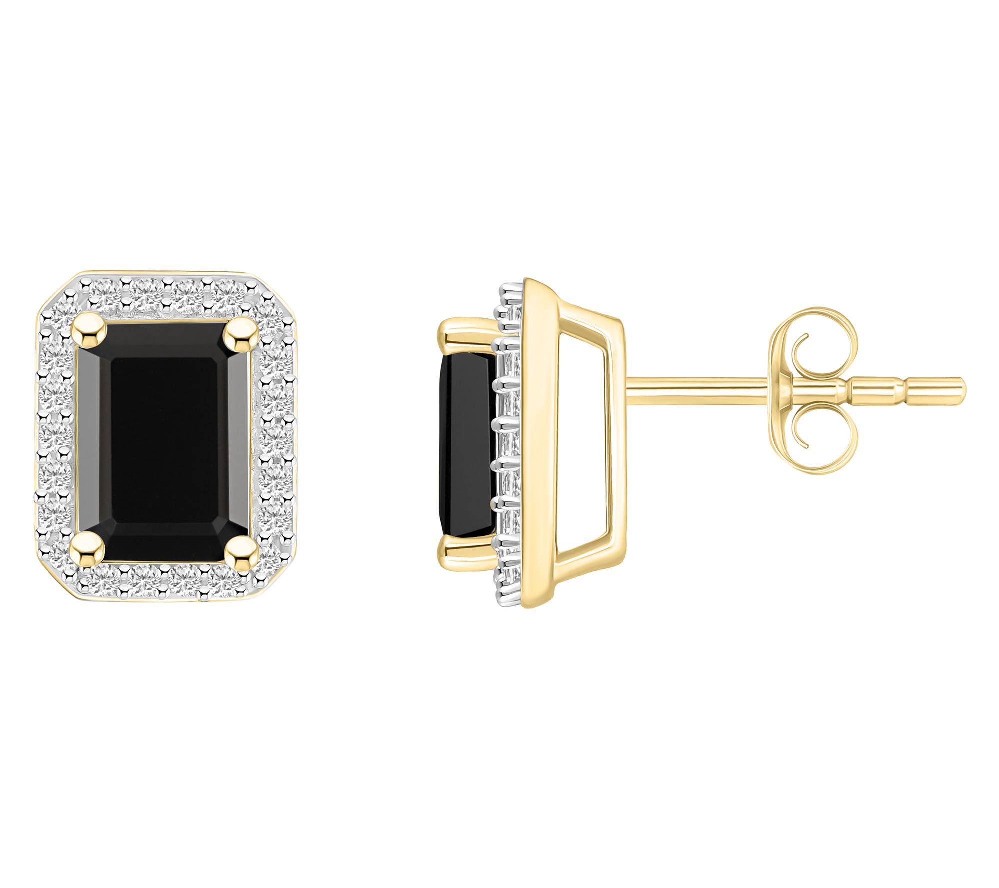 Affinity Gems Emerald Cut Gemstone Halo Stud Earrings, 10K