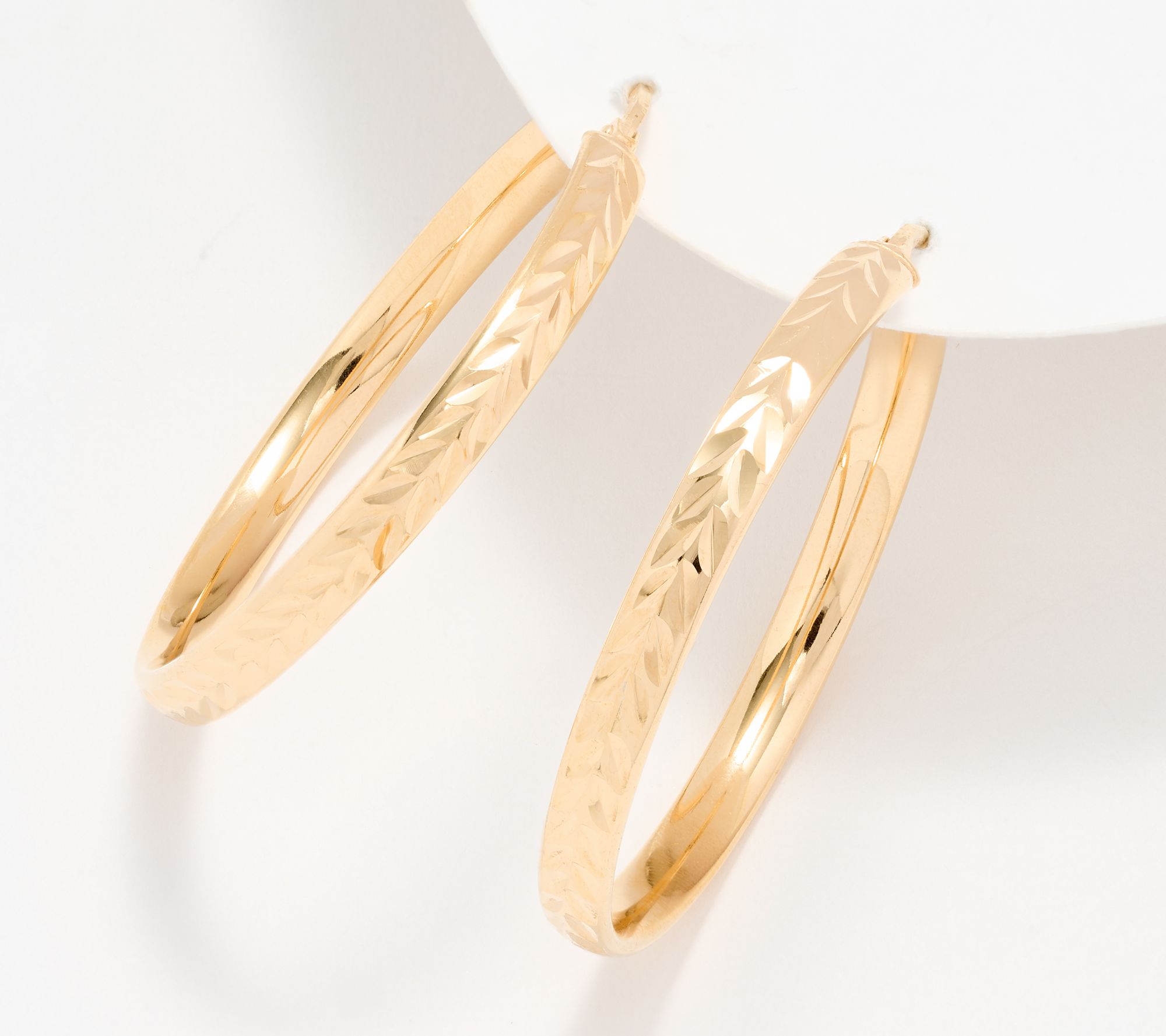 UltraFine 950 Silver Diamond Cut 1-1/2" Hoop Earrings