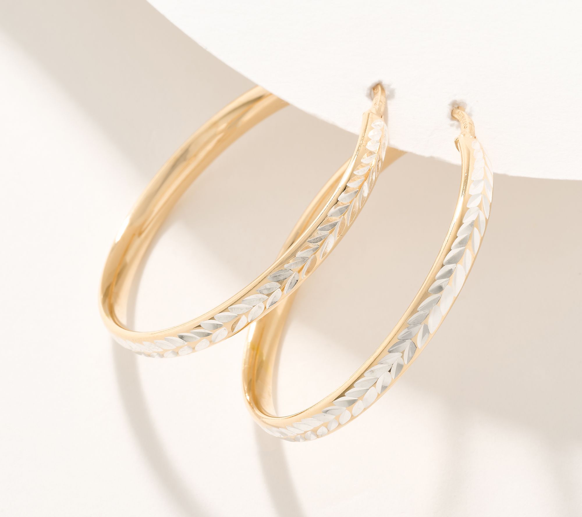 UltraFine 950 Silver Diamond Cut 1-1/2" Hoop Earrings