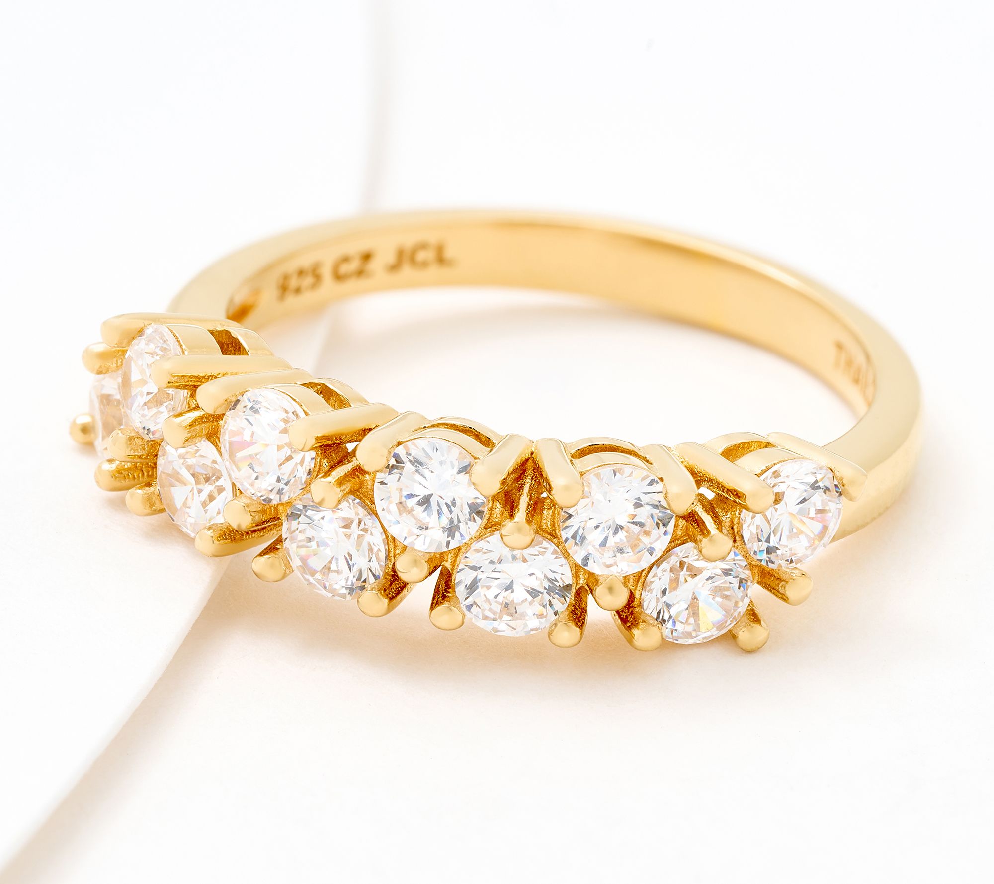  Diamonique Classics Staggered Round Stones Ring, Sterling Silver