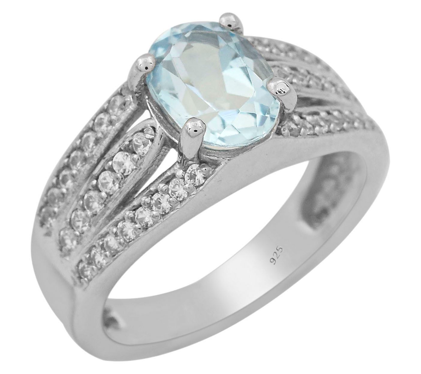 Affinity Gems Blue Topaz & White Zircon Ring, Sterling Silver