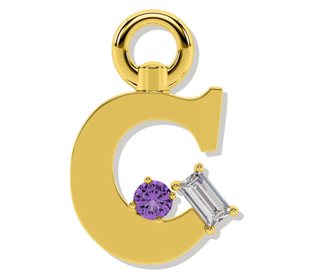 Oni Fine Jewelry Sterling Silver Amare Letter Charm Yellow