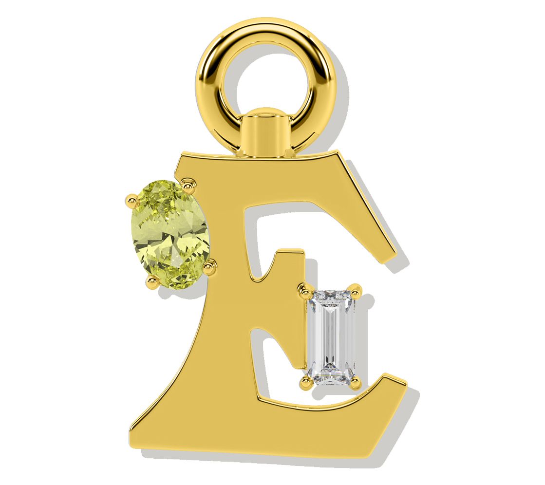 Oni Fine Jewelry Sterling Silver Amare Letter Charm Yellow