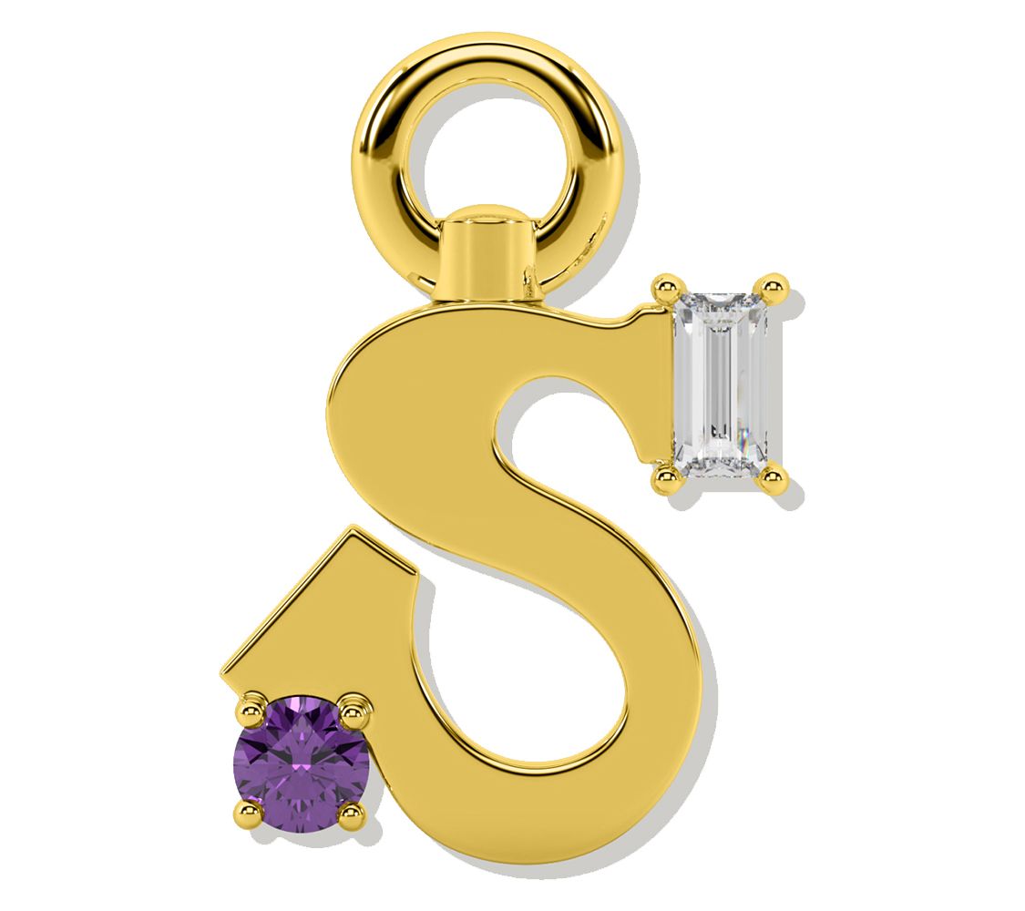 Oni Fine Jewelry Sterling Silver Amare Letter Charm Yellow