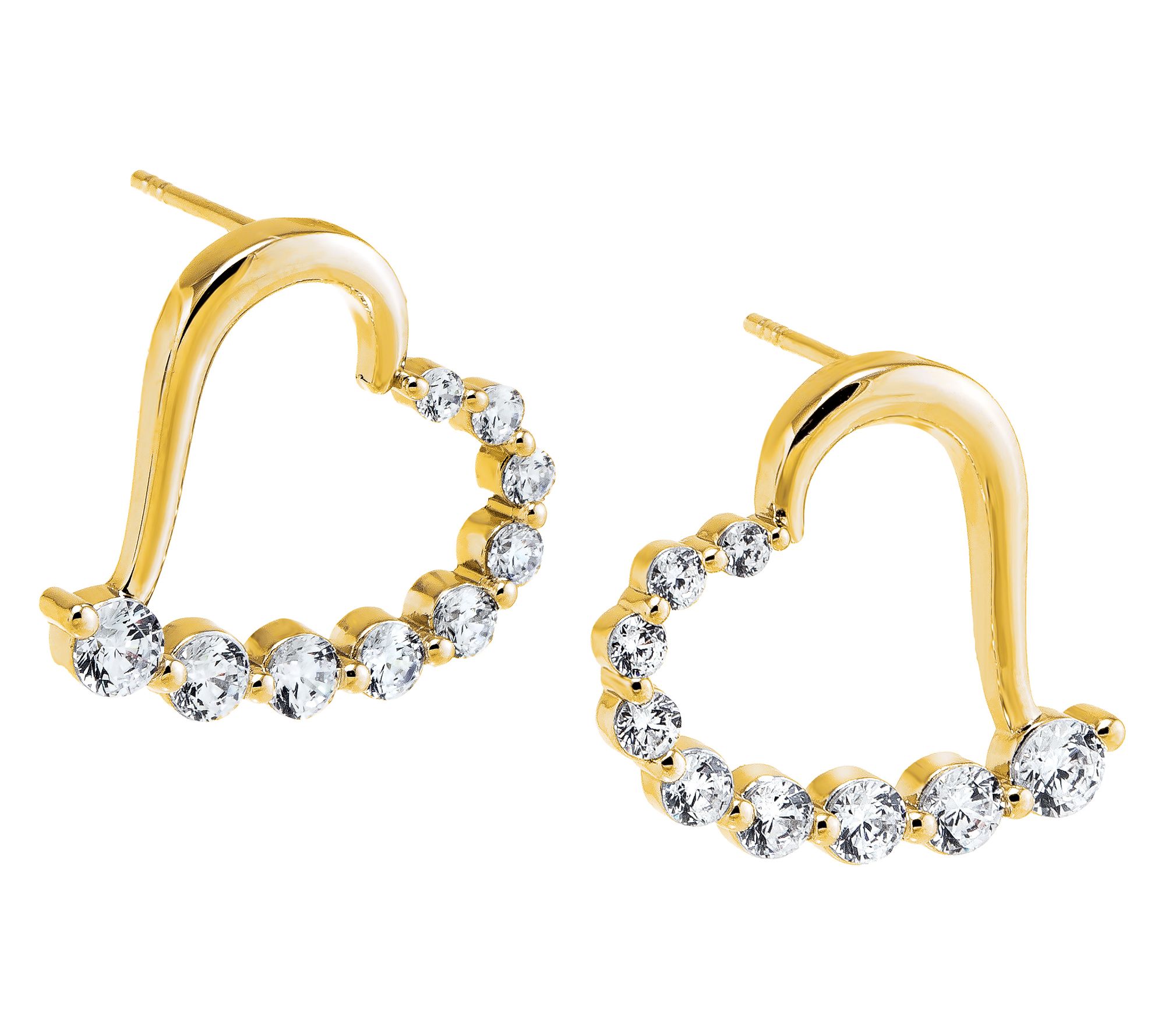 Diamonique 2.10 cttw Heart Hoop Earrings, Sterling Silver