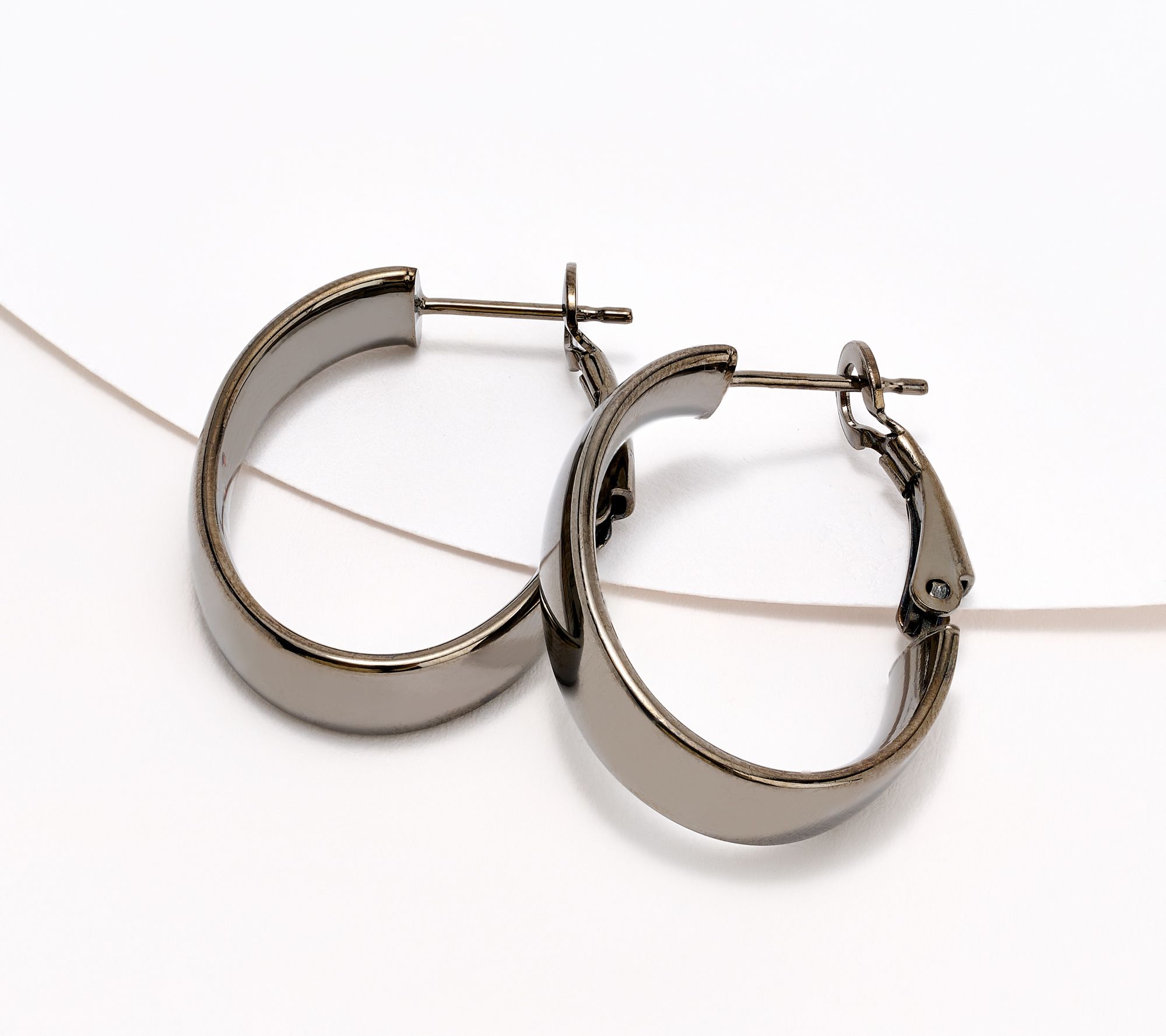 David Markstein Bronze Omega Back 1" Hoop Earrings